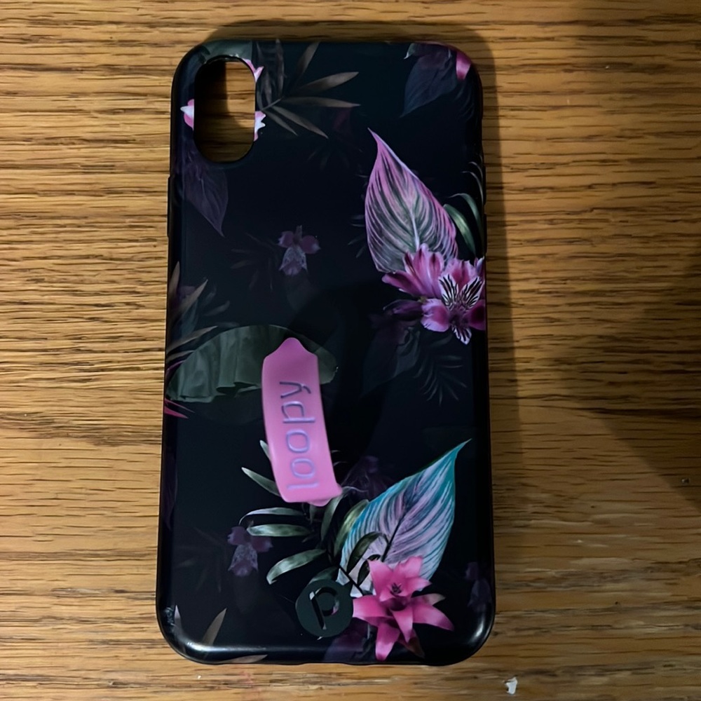 iPhone XR righty loopy case with pink glow loop